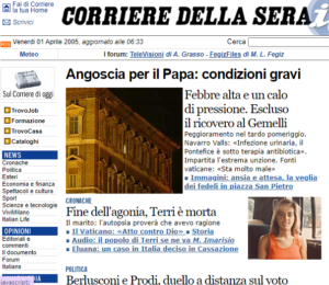 Un esempio agina del Corriere della Sera del 1 Aprile 2005