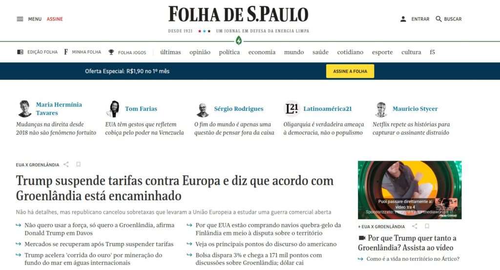 Home page Folha de S.paulo