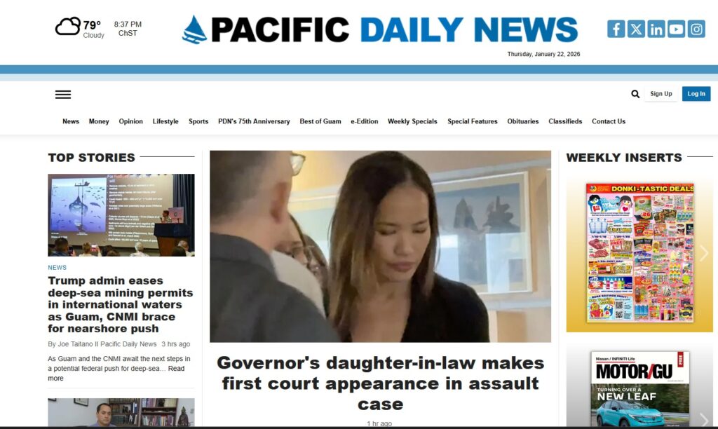 Foto Home page Pacific daily news